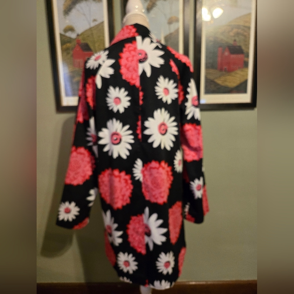 Sara Campbell Black Pink Floral Coat Size Medium Woman's Jacket R12 - Picture 9 of 11